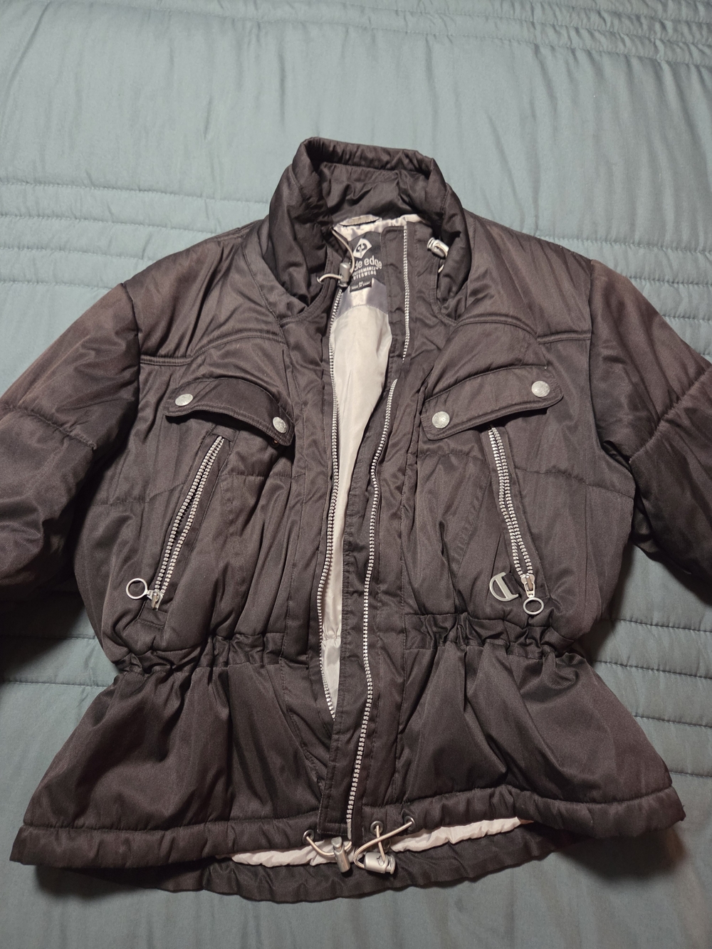 Inside EDGE Women’s Black Puffer Jacket with Stand Collar MED